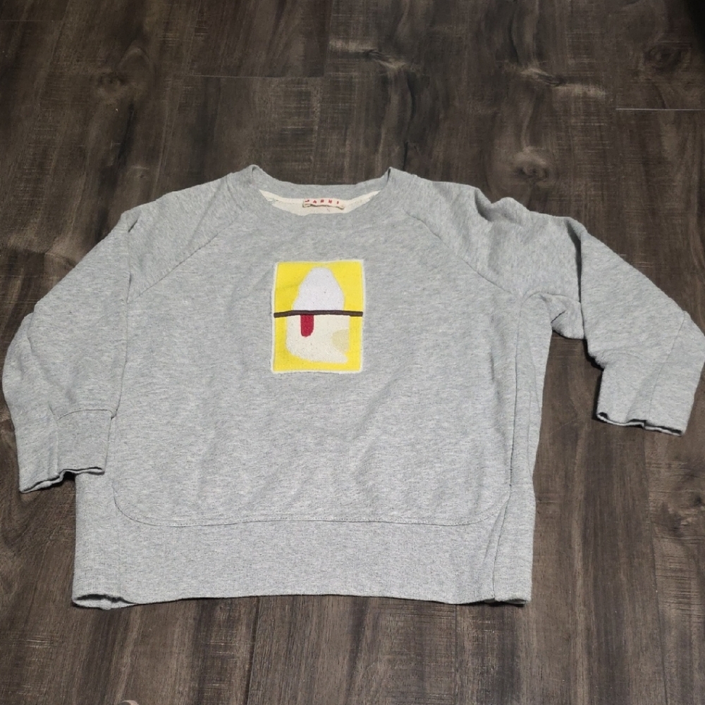 Marni Gray Sweatshirt with Yellow and White Design